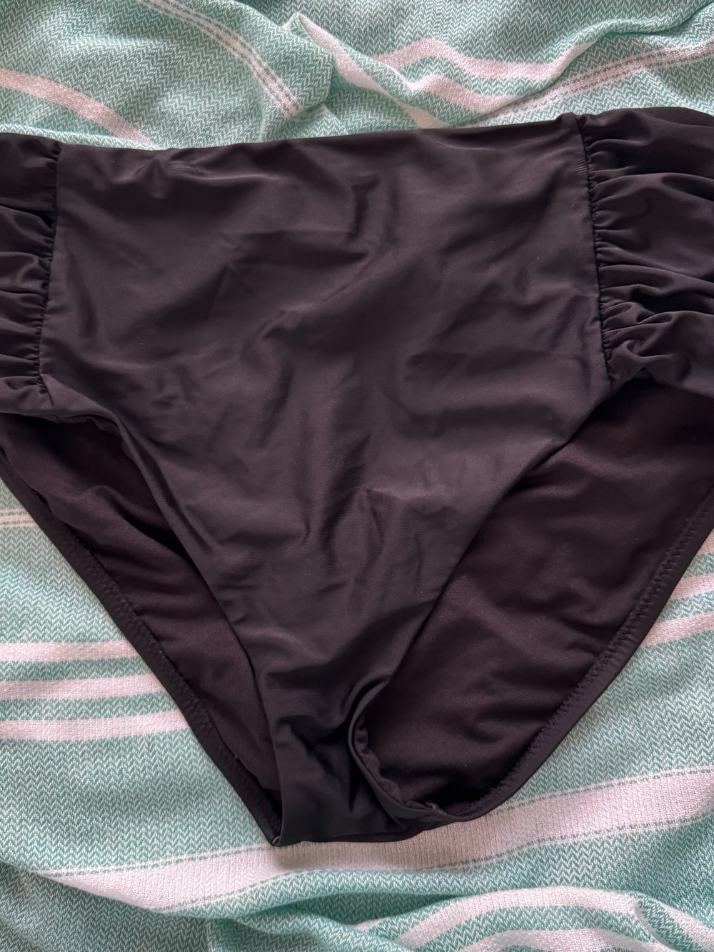Bar III Black High-Waist Bikini Bottom with Ruched Sides